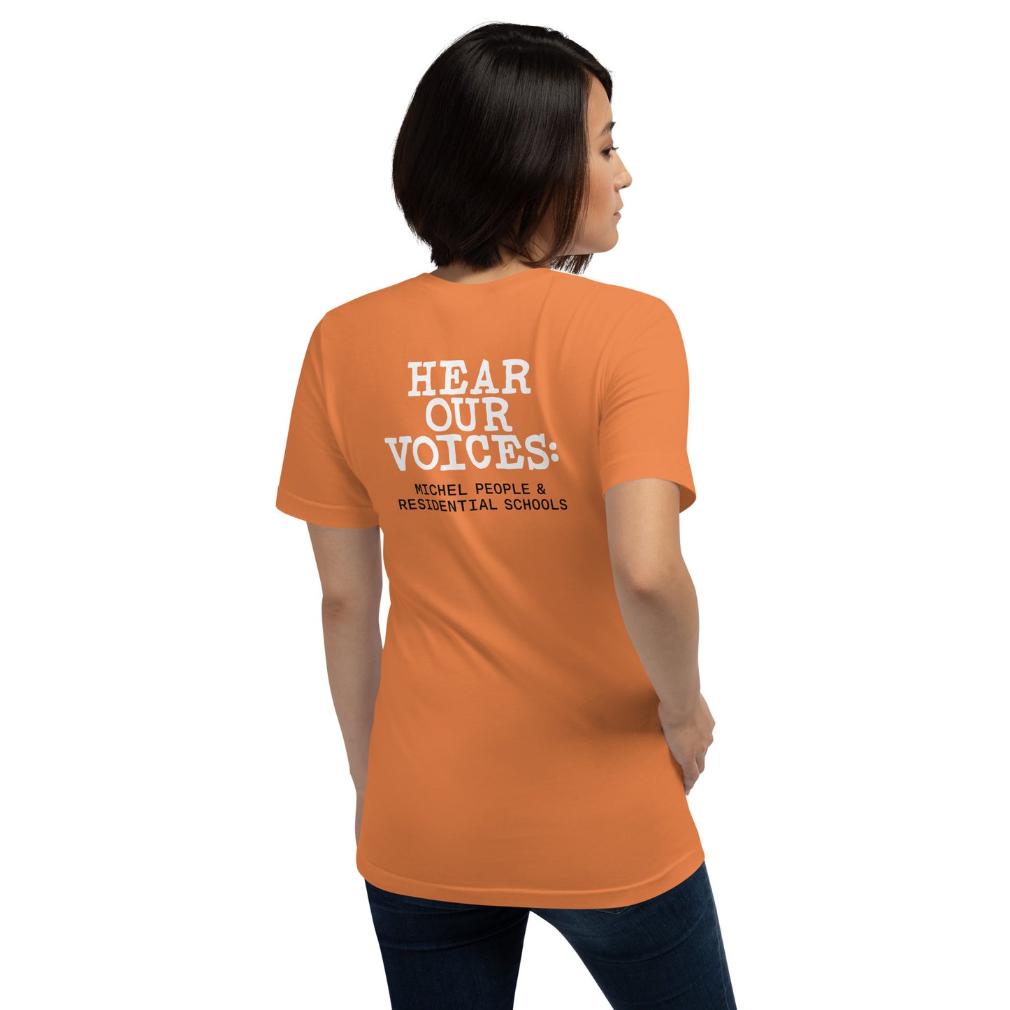 HEAR OUR VOICES Orange Tee (front & back logos)